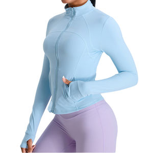 Veste de yoga slim fit pour femme, fermeture éclair, col montant, sport, course à pied en plein air, yoga, manches longues - Product Image 5