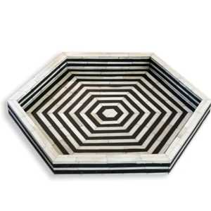 Bandeja de servicio con incrustaciones de hueso de fregona Floral de madera Natural hecha a mano ecológica de alta calidad personalizada para el hogar inspirado en la India - Product Image 1