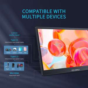 FEELWORLD DH156 <strong>15</strong>.6 <strong>Inch</strong> FHD 1080P Portable <strong>Monitor</strong> with USB-C and HDMI for Laptop and Gaming External <strong>Monitor</strong> - Product Image 4