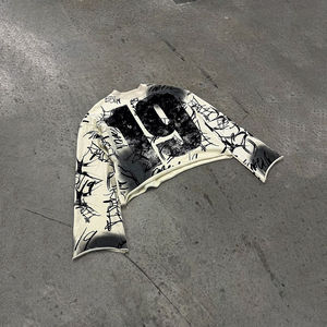 Custom Y2K Vintage Punk Solid Color Embroidered Printed Winter Men's Oversized Fleece <b>100</b>% Cotton Eco-Friendly Casual Hoodie - Product Image 2