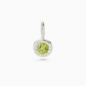 Natural Peridot Round <b>Pendant</b> Silver-Plated Bezel Set Dainty Gemstone Charm Handmade Jewelry for Women - Product Image 1