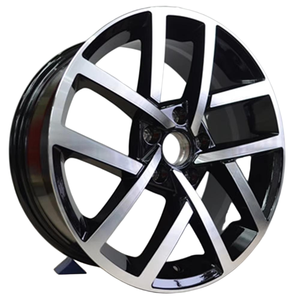 Jantes en alliage multi-rayons personnalisées Euro Style 17x7.0, entraxe 5x112, centrage sur moyeu 57.1mm, déport profond, finition usinée noire, roues de remplacement pour Golf - Product Image 1