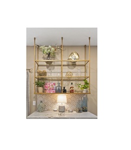 Luxury wall mounted brass <b>shelves</b> <b>racks</b> for modern <b>kitchen</b> bathroom living room stylish interiors - Product Image 6