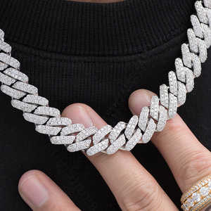 Nueva llegada de lujo elegante 18mm Iced Out Moissanite Cuban Link plata esterlina Hip Hop para cadena certificada para moda de calle - Product Image 5