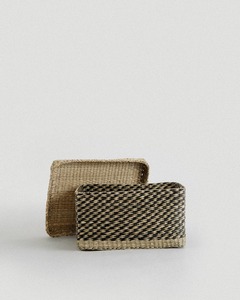 Boîte rectangulaire en jonc de mer noir et blanc, boîte de rangement artisanale, écologique, décoration naturelle pour la maison et la maison, vente en gros du Vietnam - Product Image 1