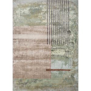 Alfombra Anudada a Mano Aakar by Kavi ESK-369(3D) de Lana Verde, Bambú y Seda, con Patrón Abstracto en Verde Granito/Verde Marino, Rectangular, para Uso Doméstico - Product Image 1