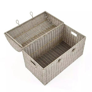 Vietnam Grey Woven Rattan <b>Storage</b> Chest OEM ODM Handmade Seagrass <b>Trunk</b> Decorative Organizer Modern Rustic Home Decor Wholesale - Product Image 2