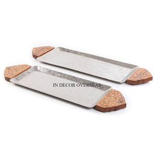 Plateau de service de nourriture de pièce maîtresse de table à 7 compartiments en aluminium moulé argent brillant poli de qualité supérieure du fabricant indien - Product Image 2