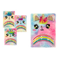 A5 80 feuilles peluche licorne chat arc-en-ciel cahier couverture rigide imprimé 80Gr/M2 papier reliure thermique pour journal ou cadeau