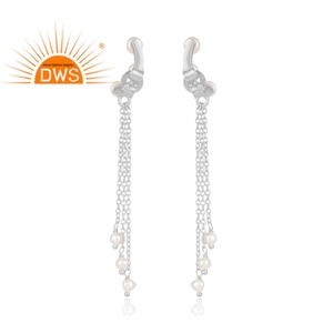 Pendientes colgantes de piedras preciosas con cuentas de perlas naturales de plata de ley fina más vendidos, fabricante de joyería personalizada - Product Image 4