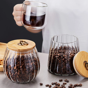 Borosilicate <b>Glass</b> Airtight Storage Jars Bamboo Lid Metal Handle Petal Decorative <b>Containers</b> Food Spice Coffee Beans Candy Wood - Product Image 2