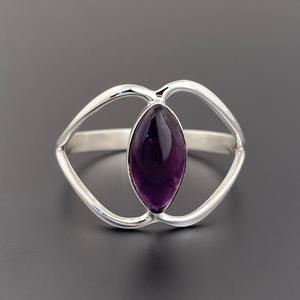 Meilleur Design Fait à la Main Améthyste Pierre Précieuse Classique Cabochon Bague 925 Solide Argent Sterling 925 Argent Estampillé Mode Bijoux en Argent - Product Image 4