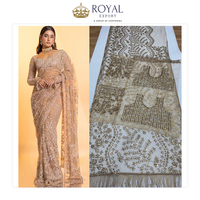 Vente en gros de vêtements indiens de créateur de qualité supérieure pour mariage, tissu en filet doux avec broderie et sequins.