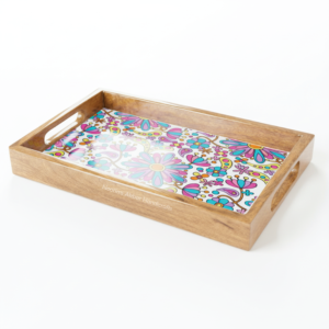 Bandeja de Servicio de Metal Hecha a Mano de Primera Calidad 2026 con Base de Madera, Bandeja Decorativa para Desayuno, Moderna y Elegante, Proveedor Mayorista para Bodas - Product Image 1