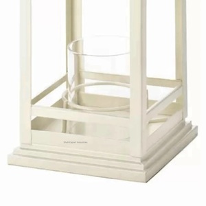 Vintage White Mini Candle <b>Lantern</b> Unique Design Metal & Glass <b>Lantern</b> for Wedding Party or Christmas Outdoor Decor - Product Image 3