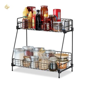 Black Color Powder Coated <b>Kitchen</b> Ware Accessories Spices Rack Latest Arrival Wrought Iron Home and Resorts Spice <b>Shelf</b> Holders - Product Image 1