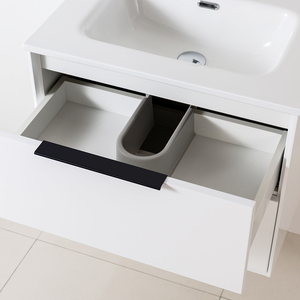 Ganchos de bisagra ajustables de diseño lujoso Montado en la pared Elegante Baño de tocador flotante individual blanco con espejo - Product Image 4