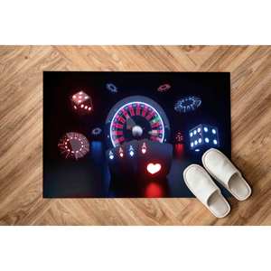 Alfombra Vibrante con Estampado de Casino - Oficina, Sala de Juegos, Decoración Moderna, Alfombra de Terciopelo - Product Image 1