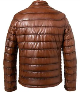 Genuine <b>Sheepskin</b> Nappa Leather Down Bubble <b>Jacket</b> for <b>Men</b> Color Customize Design for Winter Season - Product Image 2