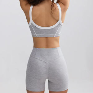 Nouvel Arrivage Ensemble de Yoga et d'Entraînement Sur Mesure Grande Taille pour Femme, Logo Avant, Style Unique, Coupe Confortable, Couleur Unie, 2 Pièces - Product Image 3