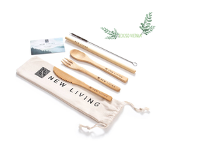 ชุดช้อนส้อมไม้ไผ่ย่อยสลายได้ชุดเดินทางแบบนำกลับมาใช้ใหม่ได้พร้อมกล่องของขวัญ-ประกอบด้วยช้อนส้อมมีดตะเกียบหลอด - Product Image 5