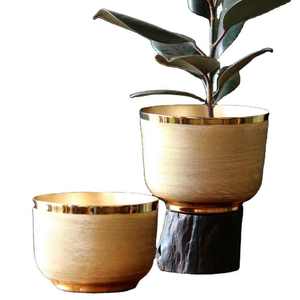 Elegant Metal Luxury Planter with Golden Finished Perfect <b>for</b> Living Room Table and Desktop <b>Decor</b> Superior Quality - Product Image 1