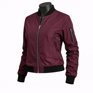 Chaqueta Bomber Ligera con Cierre y Cuello Acanalado, Ropa Exterior Informal de Moda Urbana - Product Image 3