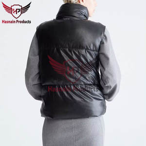 Femmes hiver mode laine cuir gilet personnalisé coupe-vent sans manches bouffant gilet pour temps froid vêtements d'extérieur à la mode - Product Image 6