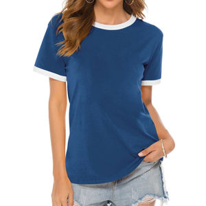 Tops de cuello redondo de manga corta de algodón puro cómodos de talla suelta para mujer, venta al por mayor, camisetas de Color con logotipo personalizado, camisetas de talla grande amigables - Product Image 2