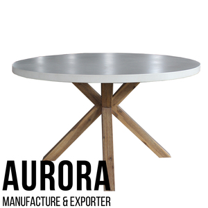 โต๊ะคอนกรีตทรงกลมพร้อมโลโก้ที่กำหนดได้เองเฟอร์นิเจอร์ไม้ซีเมนต์อะคาเซียทันสมัยทนทาน - Product Image 4