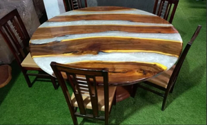 โต๊ะรับประทานอาหารดีไซน์ศิลปะเรซิ่นทำมือทันสมัยหรูหรา โต๊ะกาแฟกันน้ำสำหรับห้องนั่งเล่น เหมาะสำหรับงานฉลองวันครบรอบแต่งงาน - Product Image 2