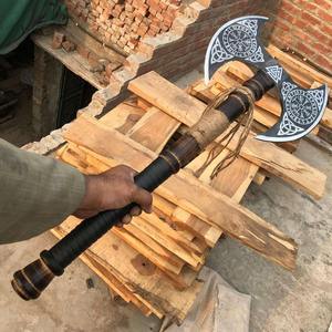 Hache en acier carbone à double tête Steel Craft International, qualité industrielle, manche en bois de cerf, style viking, NM60-65, 3 kg, 24 pouces - Product Image 2