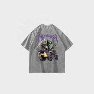 เสื้อยืดผู้ชายสไตล์วินเทจเรโทรทรงหลวมพิมพ์ลายฟอกสี  ขายดี  สตรีทแฟชั่น  ผ้าฝ้าย - Product Image 3