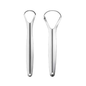 Ensemble de nettoyage de langue en cuivre écologique grattoir d'hygiène buccale en acier inoxydable avec logo laser pour une haleine fraîche - Product Image 1