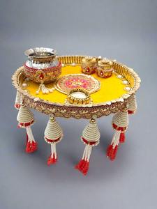 Ensemble de thali en acier artisanal pour Raksha bandhan, Karva Chauth et Bhai Dooj Haldi Kumkum, accessoire de temple - Product Image 2