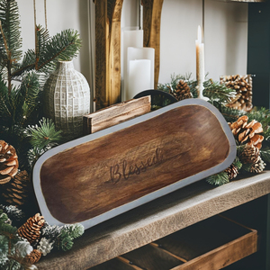 Indian Mango <b>Wood</b> Hand Carved New Vintage Brown With Two Color <b>Rustic</b> Large Prayer Dough Bowl Best for Religious Christmas Gifts - Product Image 5
