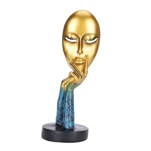 Art abstrait aluminium méditation Sculpture élégant masque ornements visage Sculpture pour la décoration de la maison décor de Table - Product Image 1
