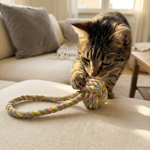 <b>Rainbow</b> Joy Eco-Friendly Hemp Rope Tug <b>Toys</b> for Cats Birds Durable Cotton Ball Classic <b>Wooden</b> Fashion Available Small Large - Product Image 2