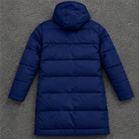 Blouson matelassé long à capuche pour homme, hiver, épais, en polyester, coupe-vent, décontracté, couleur unie, fermeture éclair, personnalisable