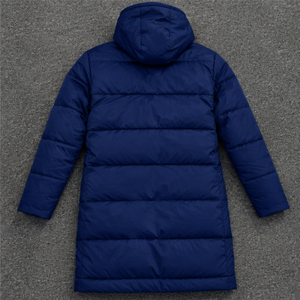 Blouson matelassé long à capuche pour homme, hiver, épais, en polyester, coupe-vent, décontracté, couleur unie, fermeture éclair, personnalisable - Product Image 2