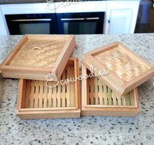 100% bambou naturel carré vapeur cuisine organisateur vapeur en bois pour boulettes cuiseurs accessoires - Product Image 3
