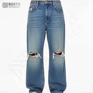 Pantalones Vaqueros de Mezclilla Apilados de Invierno Baratos para Hombre, de Alta Calidad, Secado Rápido, Ligeros, de Algodón, Holgados, Rectos, Lavados, de Pierna Ancha - Product Image 4