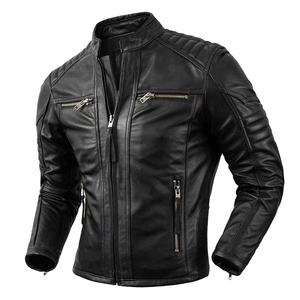 Nueva chaqueta de cuero de vaca de alta calidad para hombre, chaqueta de motorista de cuello antiguo Retro a la moda, chaqueta de primavera y otoño para hombre - Product Image 1