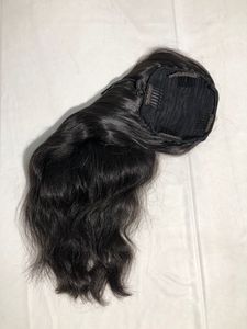 Top exportation 100% brut non traité 18 "queue de cheval ondulée naturelle Extension de cheveux humains Machine Double trame cheveux naturels vendeur indien - Product Image 5