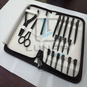 Kit d'outils de formation d'extension de cheveux de qualité supérieure en couleur noire mate avec étiquetage de marque personnalisé - Product Image 2