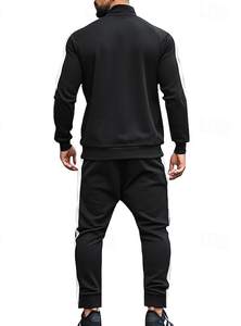 Vente en gros de survêtements de sport élégants en polyester pour hommes, ensemble de survêtements confortables et respirants, logo personnalisé pour l'automne, vêtements de sport de jogging - Product Image 4