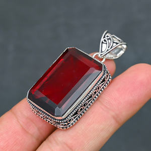 925 Silver Luxury <b>Statement</b> Garnet <b>Necklace</b> - Product Image 4