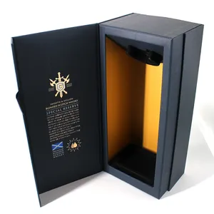 定制奢华花式酒盒磁性酒杯纸礼品盒pu皮革酒盒包装复古套装设计制作