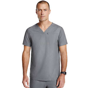 Ensemble de blouses médicales extensibles grises pour hommes, col en V, uniforme d'hôpital, haute qualité, logo personnalisé, fabriqué par Star Figure Enterprises (PayPal) - Product Image 1