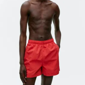 กางเกงขาสั้นลำลองผู้ชายแบบเรียบง่ายรุ่นใหม่เอวสม็อคพร้อมเชือกผูก เหมาะสำหรับเล่นกีฬาวิ่ง ผ้าฝ้าย 100% แห้งเร็ว - Product Image 1